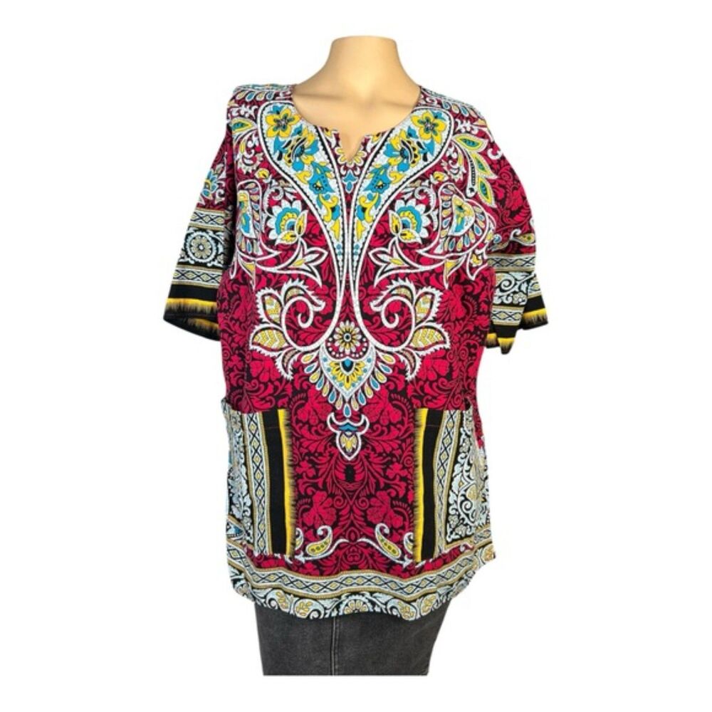 It Girl Boho Tunic Top – Pink Multicolor, Size L